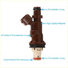 Brown and beige automotive fuel injector nozzle with pre-installed o-rings for Toyota Tacoma Tundra 4Runner