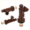 Brown plastic fuel injectors nozzle 23250-62040 with black and beige rubber seals for Toyota Tacoma Tundra 4Runner