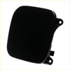 Black plastic fuel lid cover hinge for Toyota Hilux 2004-2015 with rounded edges and mounting holes backside view