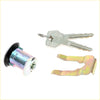 Silver and black metal fuel lid gas lock cylinder with keys and retaining clip for datsun nissan 620 1972-1979