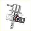 Silver metallic fuel pressure regulator with flanged base and threaded ports for ford ranger 1999–2001