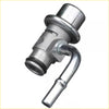 Silver metal fuel pressure regulator valve with curved hose and threaded fittings for nissan x-trail t30 2.5l qr25de