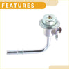 Chrome finished metal fuel pressure regulator with curved pipe and threaded fittings for toyota rav4 2001-2005 back side