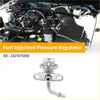 Fuel pressure regulator for toyota tacoma 2001-2005 with chrome finish, metal build, cylindrical top, and flanged bracket