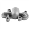 Gray metallic fuel pressure regulator kit with central cylinder and four mounting arms for ford f-250 f-350 f-450 f-550