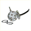 Silver metal fuel pump with black handle and brass screws plus two black rubber gaskets for nissan datsun bluebird van 1979-1981