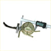 Gold-colored metal fuel filter with black rubber hose and silver fittings for fuel pump assembly nissan navara d21