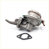 Gray metallic fuel pump for Nissan Datsun 411 with red green gasket copper tube and black flange shown from back side