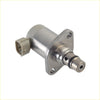Silver metallic fuel pump pressure regulator suction valve with beige plastic connector and threaded ports