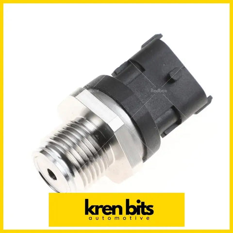 Black and silver fuel rail pressure sensor with threaded metal base and plastic connector for Ford Ranger and Mazda BT50