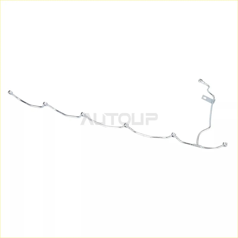 Chrome finished metal fuel return line with multiple bends and fittings for 12v cummins diesel injection pump
