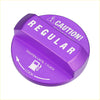 Purple aluminum fuel tank cap cover with white engraved text for regular gasoline fits toyota 4wd ute offroad models