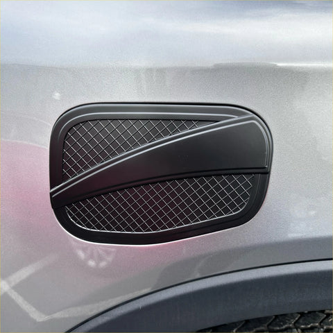 Black matte fuel tank cap cover with diamond mesh grille and sleek curved design for ford ranger 2022+ new ranger matte