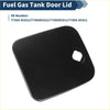 Black plastic fuel tank door cover with hexagonal cutout for toyota tundra 2000-2002 shown from the back side