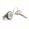 Silver-toned metal fuel tank gas filler lock cylinder with black rubber seal and key for nissan datsun d21 navara