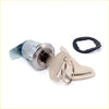 Silver-toned metal fuel tank gas filler lock cylinder with keys and black gasket for toyota hilux 1978-1983