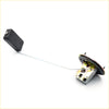 Black plastic fuel tank gauge sending unit with metallic rod and bracket for toyota hilux 1979-1983 back side view
