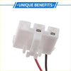 White plastic electrical connector with two metal pins and red and black wires for fuel tank sending unit toyota highlander