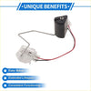 Black plastic fuel tank sending unit for toyota hilux 2004-2015 with metal tube and red and black wiring backside view