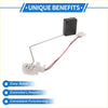Black rectangular fuel tank sending unit with silver metal arm and red black wiring for toyota tundra 2007-2021 back side view