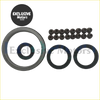 Black rubber gaskets and seals in a full engine gasket kit for 4jx1 and 4jx1t diesel engines