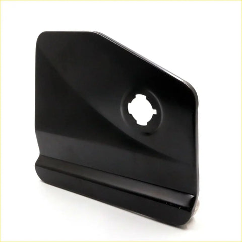 Black plastic rearview mirror mounting bracket with hexagonal hole shown from back for nissan navara power eagle fuel door cover