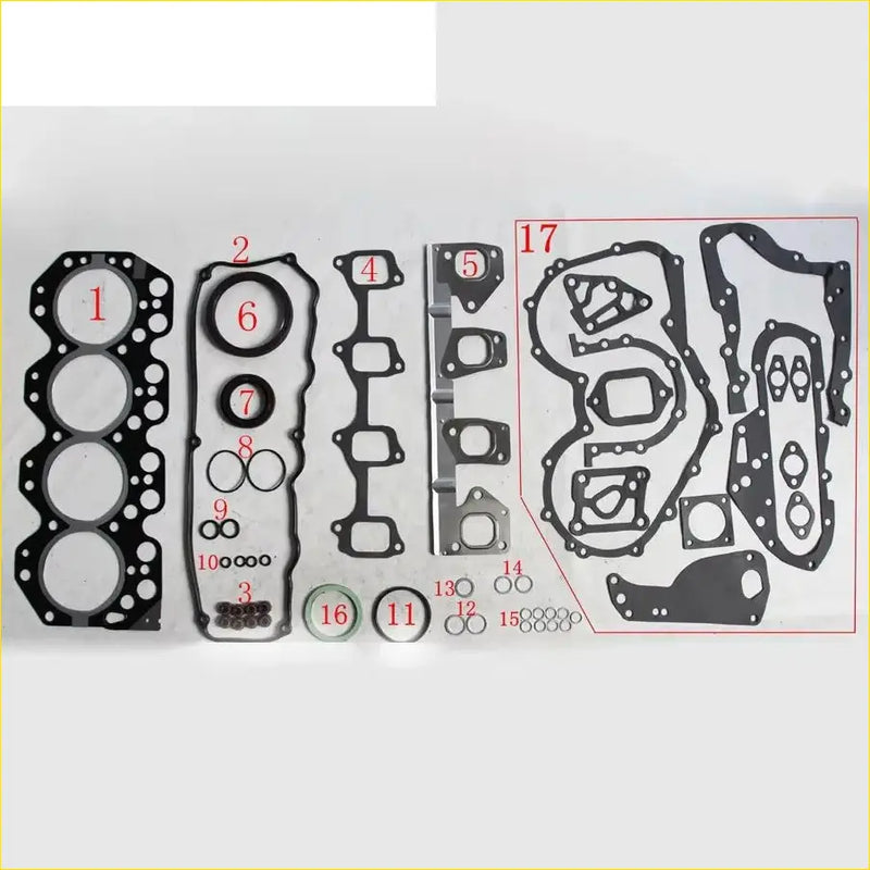 Black rubber metal gasket pro 14b set with various shapes for toyota dyna 200 coaster bus 3661cc engine
