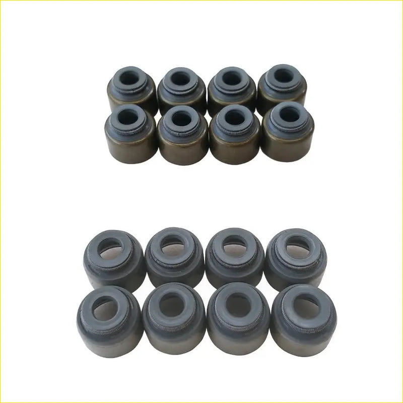 Black and dark gray gasket pro valve stem oil seals arranged in two rows for 1AZFE toyota avensis engines