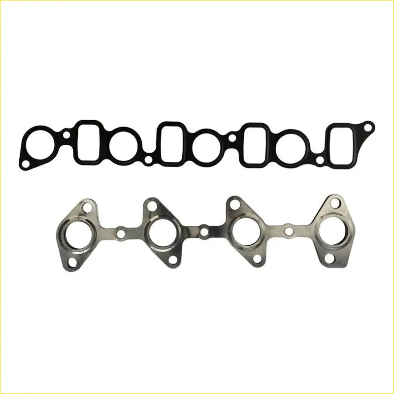 Black rubber gasket set with metallic mounting plate for intake and exhaust manifold toyota hilux and hiace