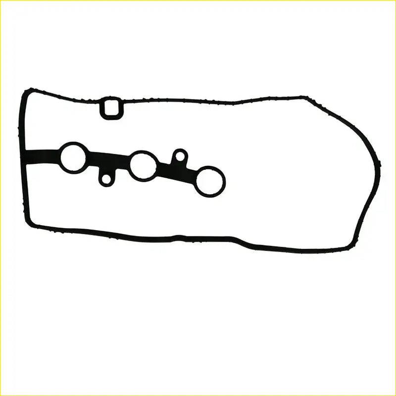 Black rubber gasket with circular cutouts and rectangular opening for toyota yaris 1krfe rocker cover gasket