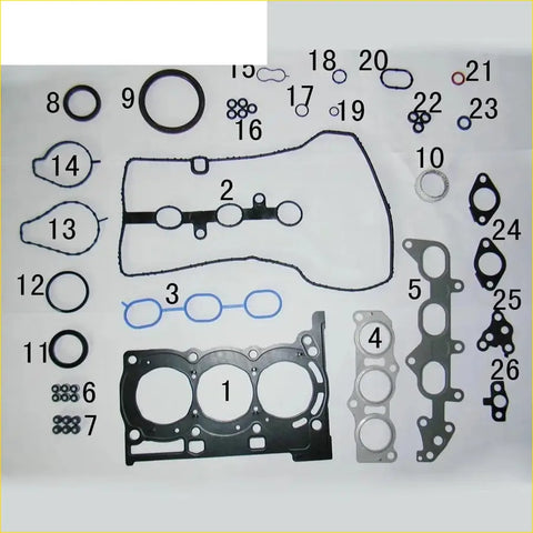 Black rubber engine head gasket set gasket pro for 1krfe 1kr toyota yaris or citroen c1 metal full set