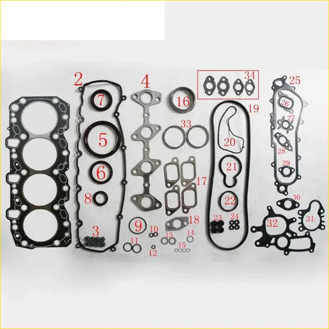 Black rubber gasket set made for toyota hilux 1kz 1kzte engine components full set