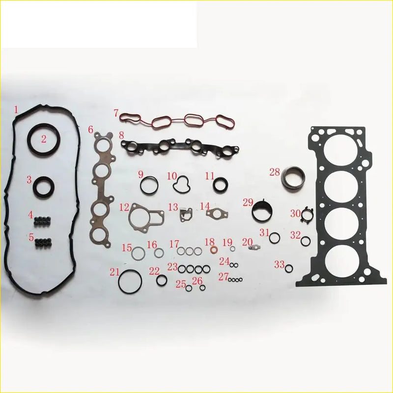 Black rubber gasket set for engine head metal full set for toyota hilux 1trfe kun chassis models