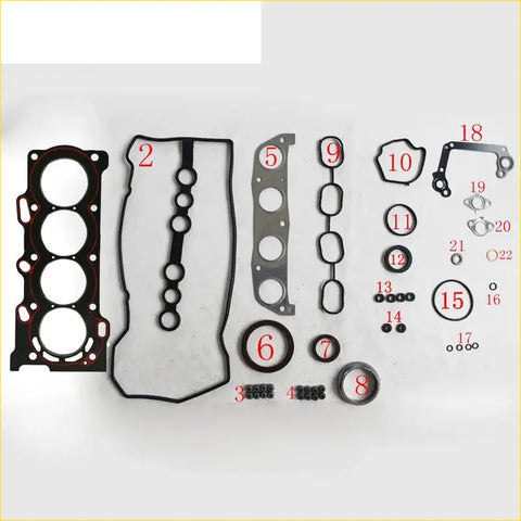 Black rubber gasket set with red outlines featuring various shapes for toyota corolla auris 1zzfe engine head assembly