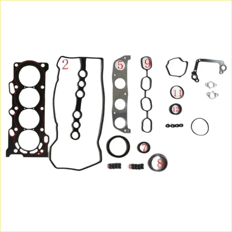 Black rubber gasket set with metallic parts and numbered pieces for toyota rav4 corolla avensis mr2 matrix 1zzfe engine