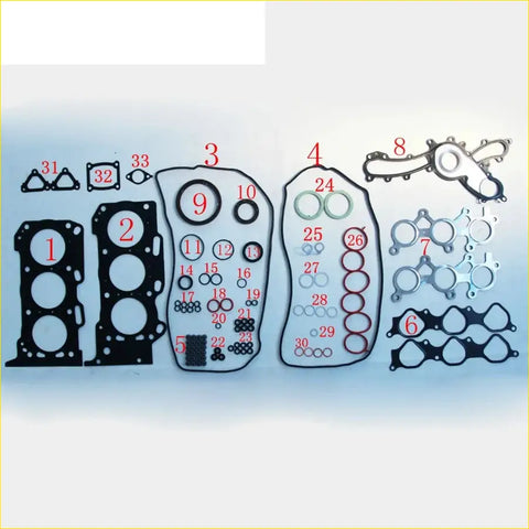 Black rubber gasket set with numbered engine assembly parts for toyota crown lexus gs 3grfe 5grfe full set gasket pro