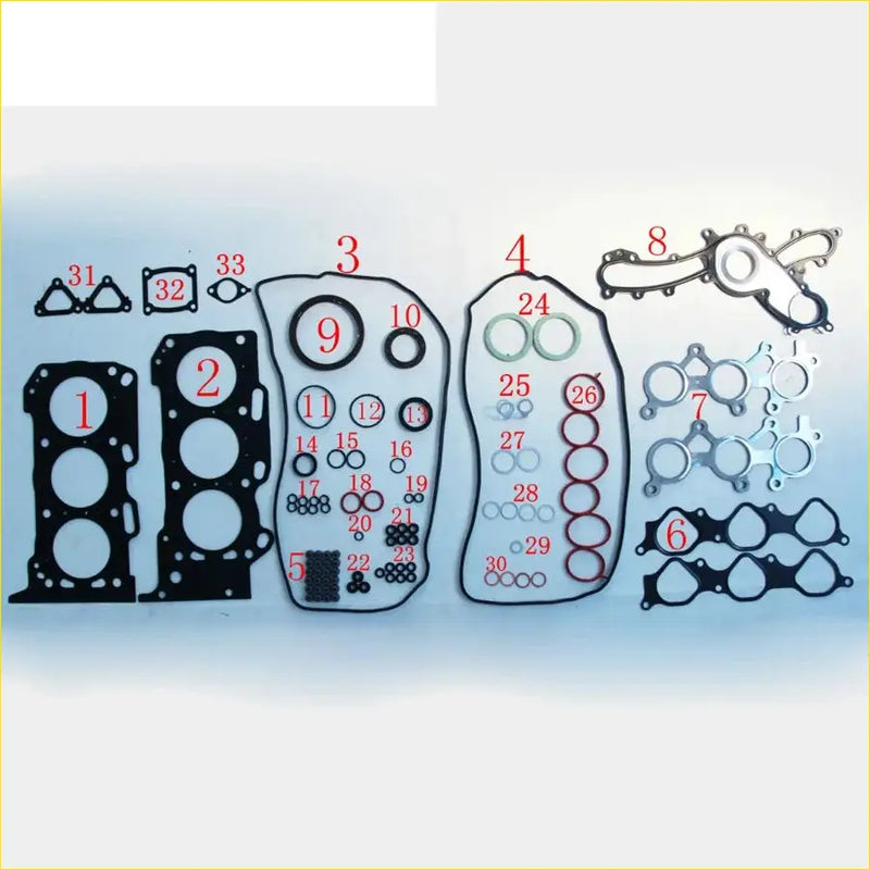 Black rubber gasket set with numbered engine assembly parts for toyota crown lexus gs 3grfe 5grfe full set gasket pro