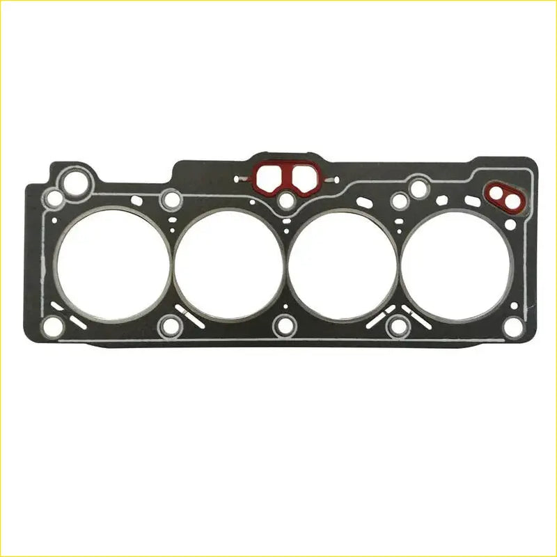 Black engine head gasket with four circular openings and red rubber seals for toyota avensis 4a-fe 16v engines