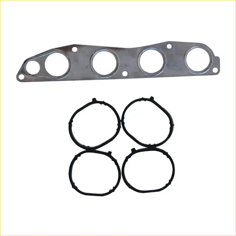 Silver metal exhaust manifold gasket with four black rubber seals for mitsubishi lancer galant intake and exhaust set