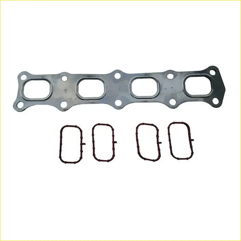 Metallic gray engine head gasket set with four black rubber seals for mitsubishi lancer 4b10 4b11 4b12 intake exhaust manifold