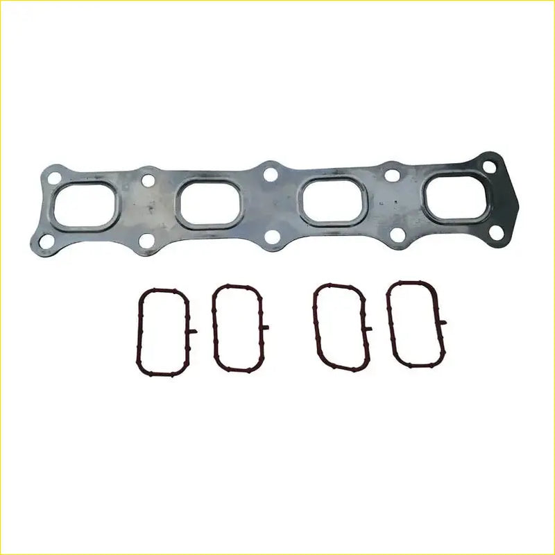 Metallic gray engine head gasket set with four black rubber seals for mitsubishi lancer 4b10 4b11 4b12 intake exhaust manifold