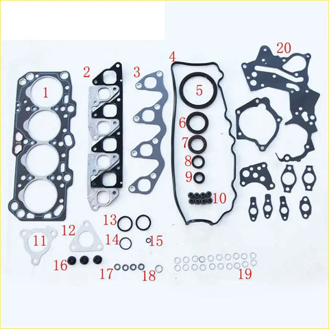 Black rubber gasket set with metallic parts including seals washers and bolts for mitsubishi galant proton persona