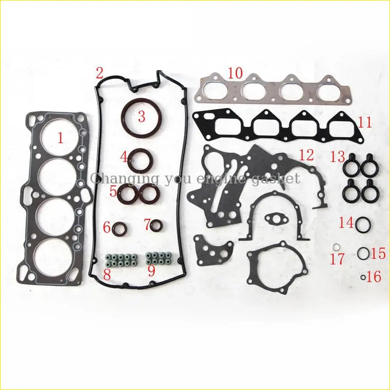 Black rubber engine gasket set with metallic parts for mitsubishi colt mirage lancer 16v 1.6 md997473