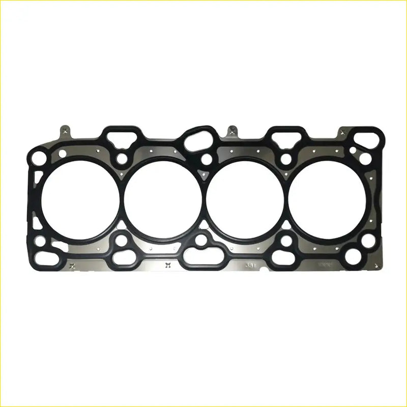 Black rubber gasket with four circular openings and metal plates for gasket pro 4g69 mitsubishi outlander 2.4l