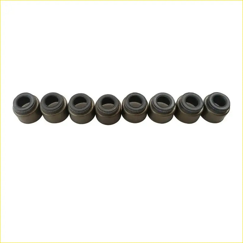 Set of eight black metallic valve stem oil seals with matte finish for gasket pro 4m40 mitsubishi pajero sport
