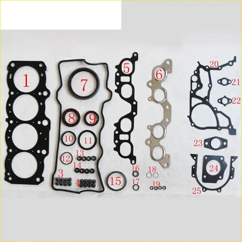 Black rubber gasket set with metallic components and seals for 5SFE Toyota Celica Camry 16V full engine rebuild