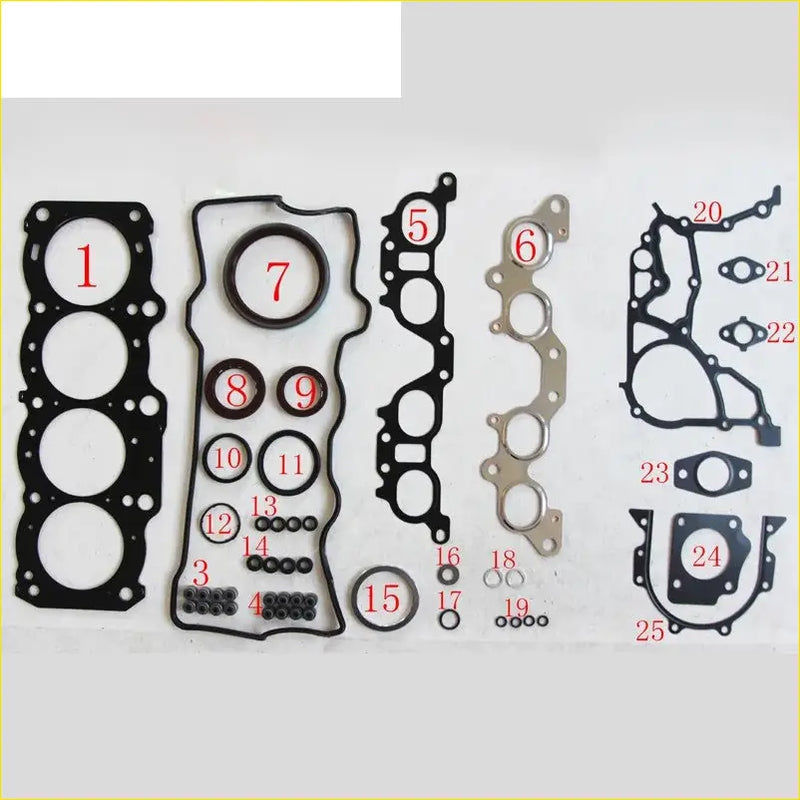 Black rubber gasket set with metallic components and seals for 5SFE Toyota Celica Camry 16V full engine rebuild