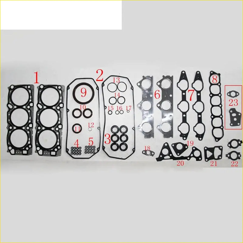 Black rubber gasket set with metallic parts and circular seals for gasket pro 6g72 k96w mitsubishi pajero sport v6