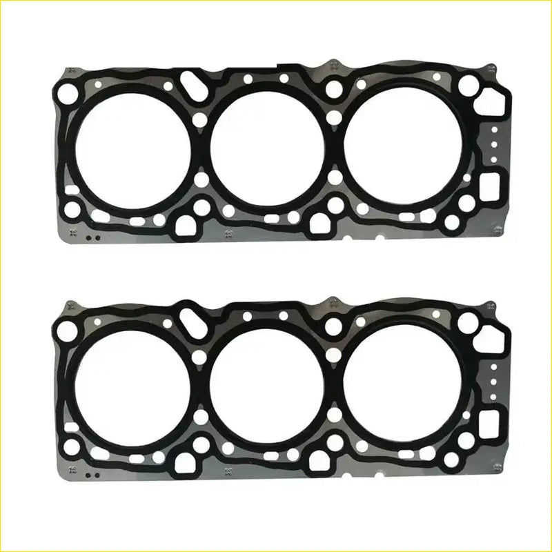Black rubber gasket set with three circular openings for mitsubishi l 200 and galant vi 3.0 cylinder heads