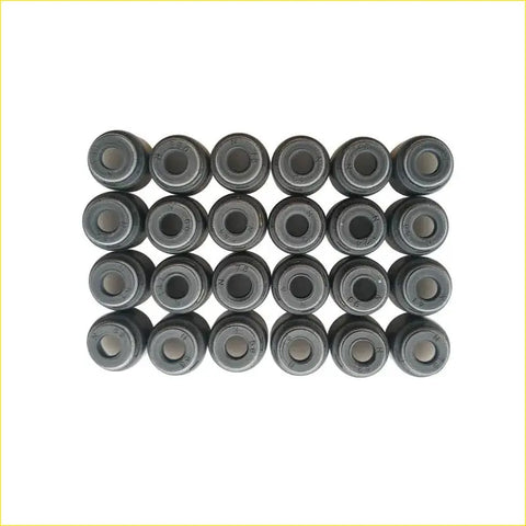 Set of 24 black metallic valve stem oil seals for gasket pro 99-05 lexus is i jce1 gxe1 200 1gfe engine use arranged in grid